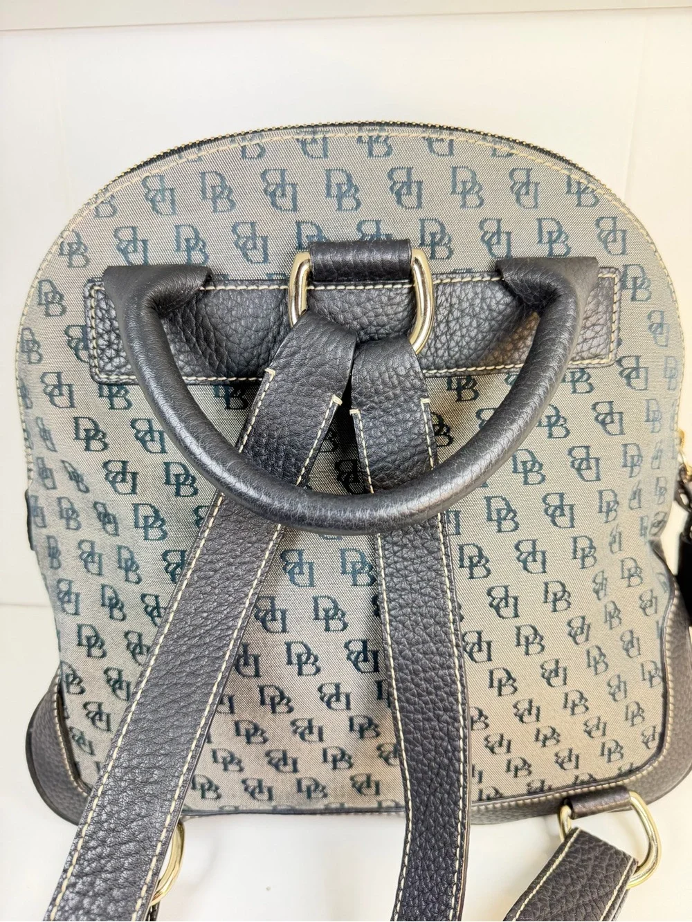 Dooney & Bourke Gray Monogram Backpack with Black Trim H087